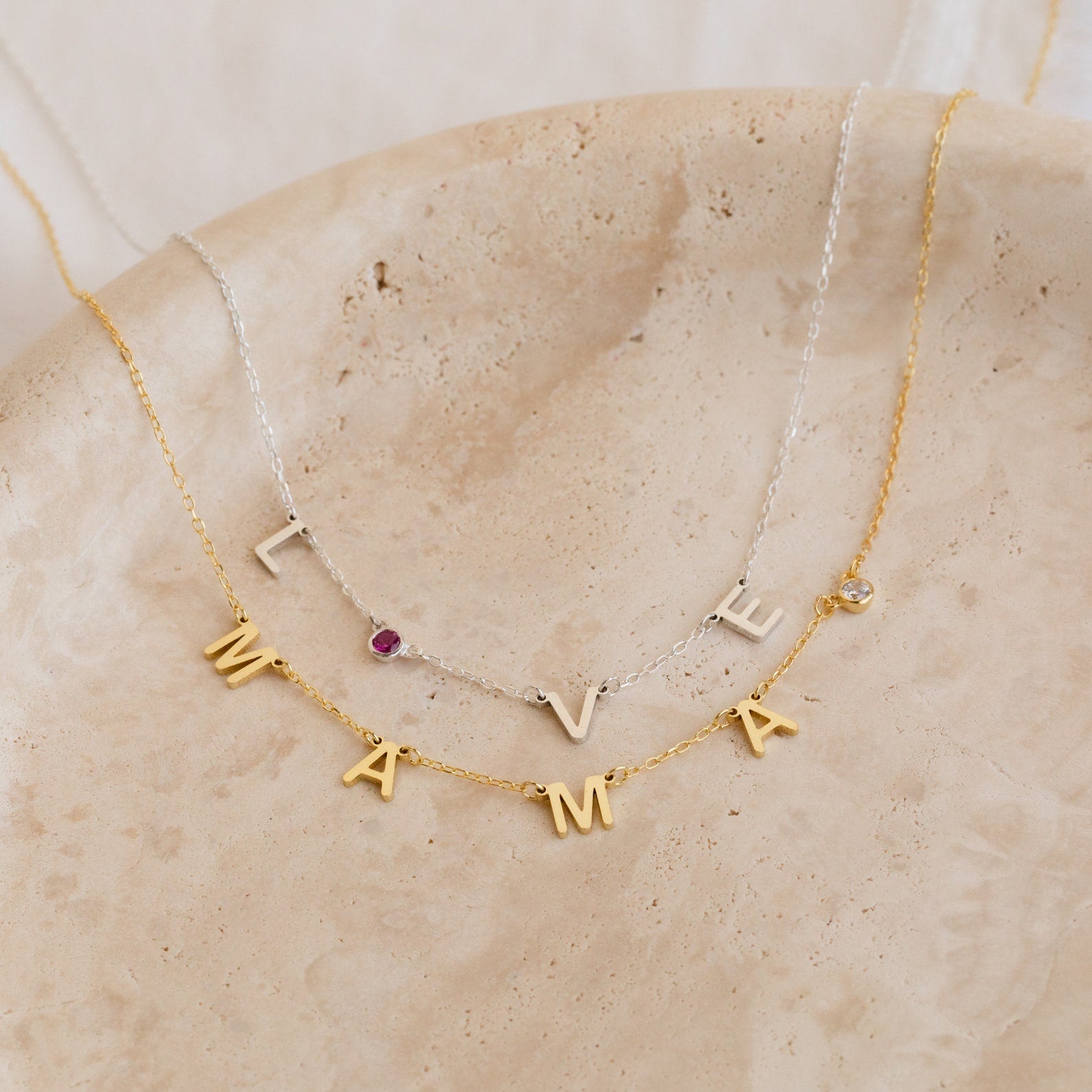Personalized Birthstone Letter Necklace